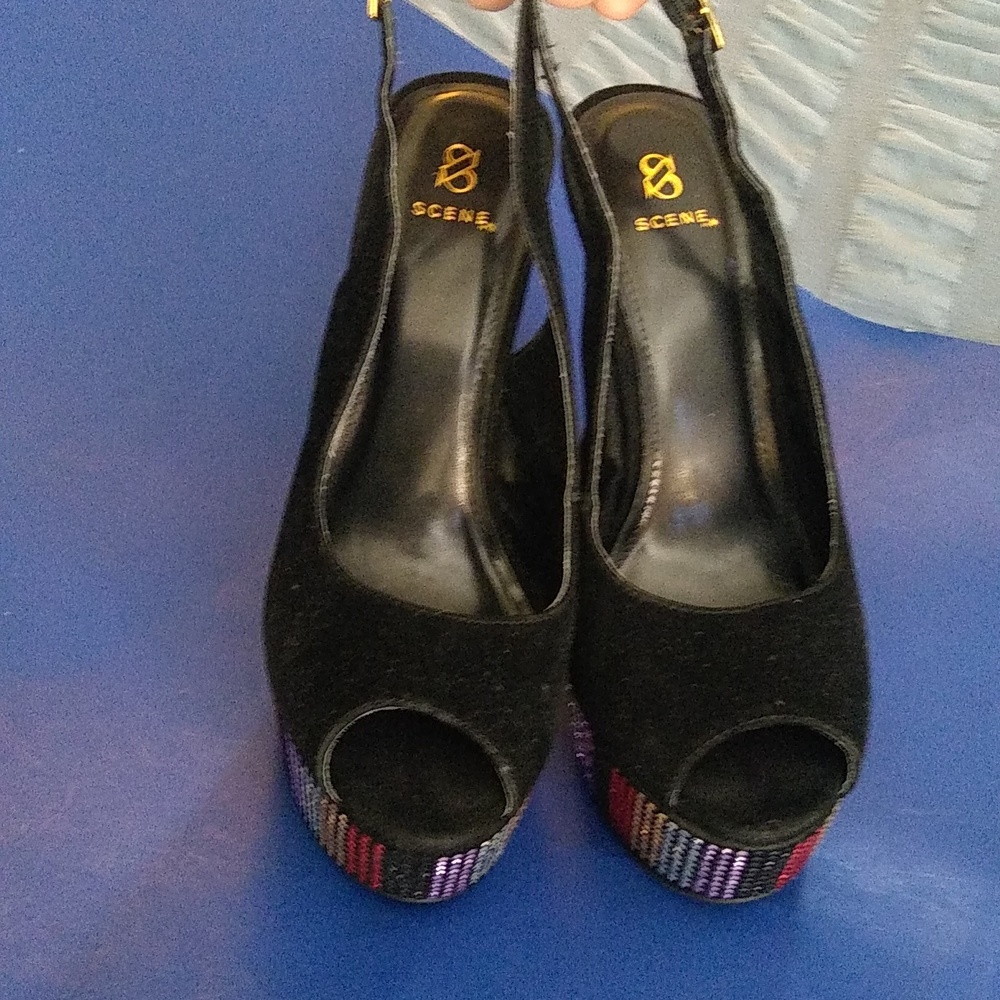 Scene Funky Waves Platform Sequin Slingback Peep … - image 2